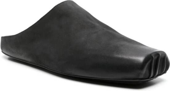 Uma Wang square-toe leather slippers Black