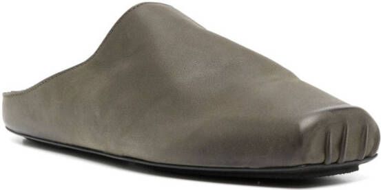 Uma Wang square-toe leather slippers Green