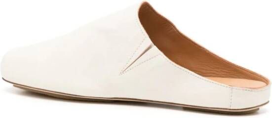 Uma Wang square-toe leather slippers White