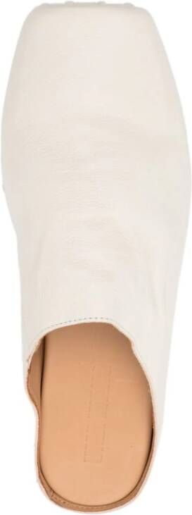 Uma Wang square-toe leather slippers White