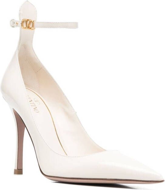 Valentino Garavani 100mm Tan-Go leather pumps White