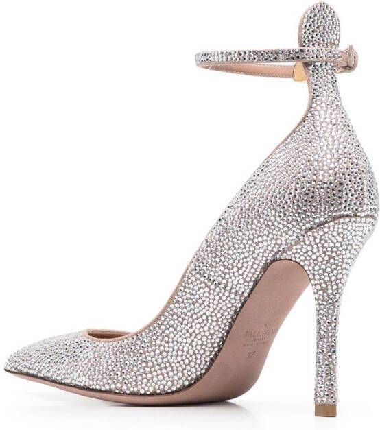 Valentino Garavani 105mm rhinestone-embellished heels Silver