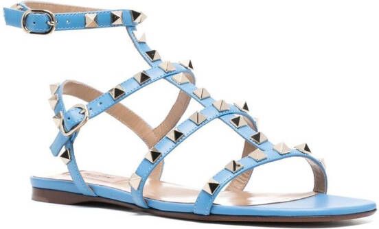Valentino Garavani 15mm Rockstud-embellished open-toe sandals Blue