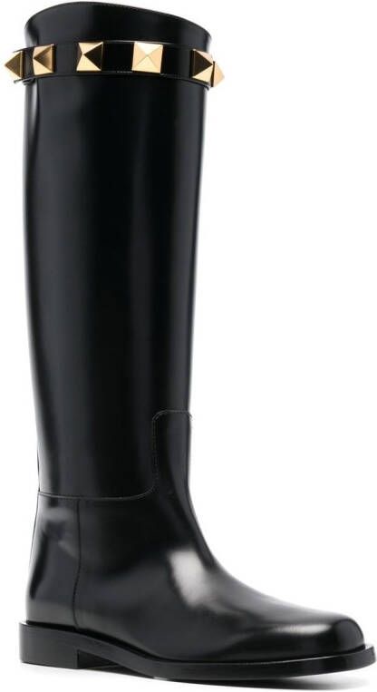Valentino Garavani 25mm Rockstud embellished knee-high boots Black