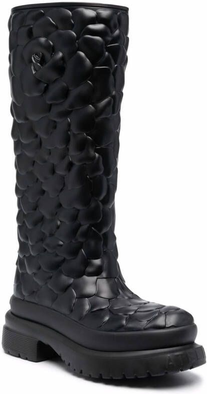 Valentino Garavani Atelier floral-embossed mid-calf rain boots Black