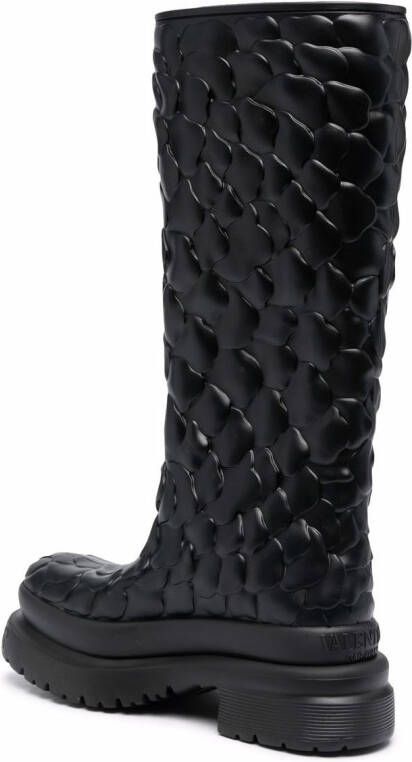 Valentino Garavani Atelier floral-embossed mid-calf rain boots Black