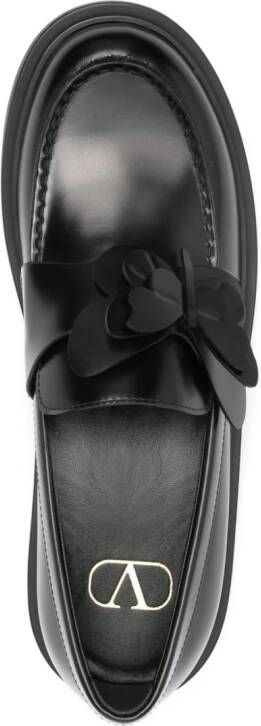 Valentino Garavani butterfly-appliqué leather loafers Black