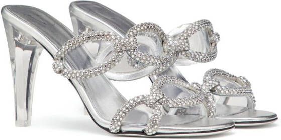 Valentino Garavani Chain 1967 embellished slide sandals Silver