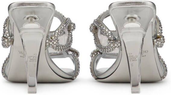 Valentino Garavani Chain 1967 embellished slide sandals Silver