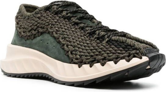 Valentino Garavani crochet-design lace-up sneakers Green