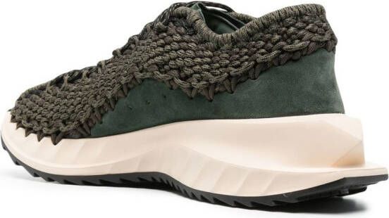 Valentino Garavani crochet-design lace-up sneakers Green