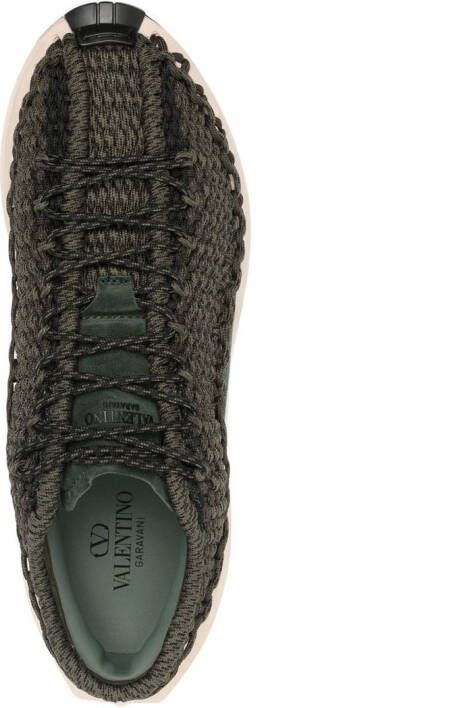 Valentino Garavani crochet-design lace-up sneakers Green
