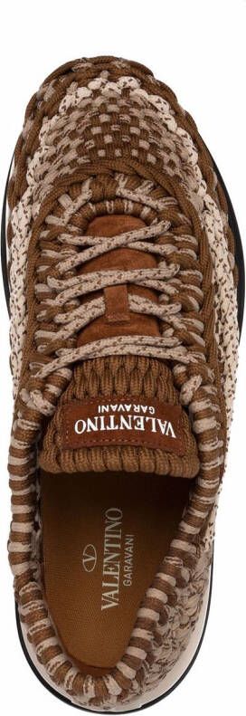 Valentino Garavani crochet low-top sneakers Brown