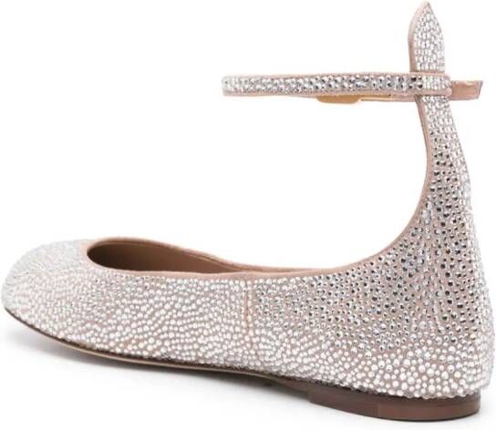 Valentino Garavani crystal-embellished leather ballerina shoes Silver