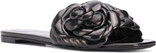 Valentino Garavani floral appliqué flat sandals Black