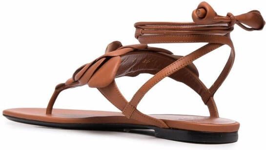 Valentino Garavani floral appliqué leather sandals Brown
