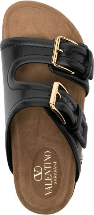 Valentino Garavani Fussfriend double-strap leather slides Black