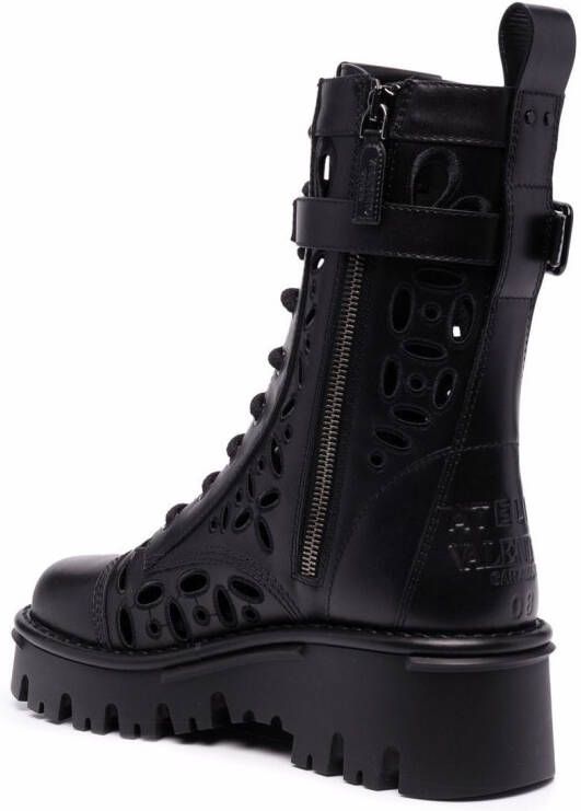 Valentino Garavani laser-cut combat boots Black