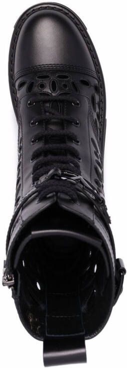 Valentino Garavani laser-cut combat boots Black