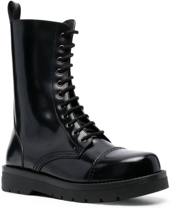 Valentino Garavani leather combat boots Black