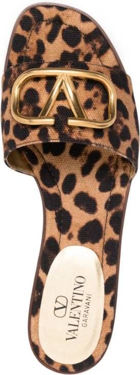 Valentino Garavani leopard-print buckle sandals Brown