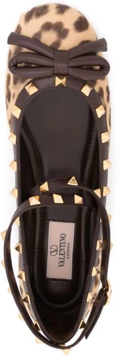 Valentino Garavani leopard-print leather ballerina shoes Brown