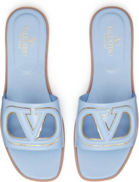 Valentino Garavani VLogo cut-out leather slides Blue