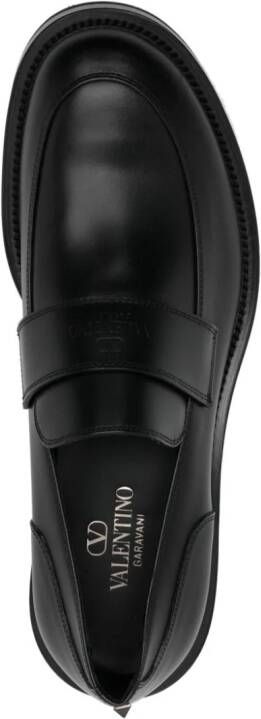 Valentino Garavani logo-debossed leather loafers Black