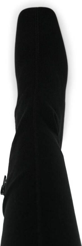 Valentino Garavani logo-embroidered over-the-knee boots Black