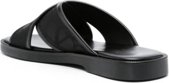 Valentino Garavani logo-jacquard crossover-strap sandals Black