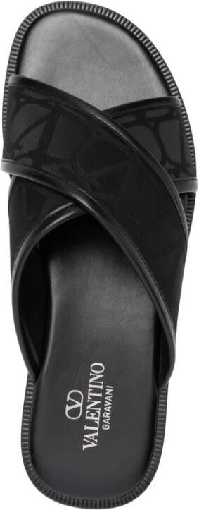 Valentino Garavani logo-jacquard crossover-strap sandals Black
