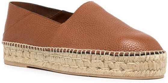 Valentino Garavani logo-plaque leather espadrilles Brown