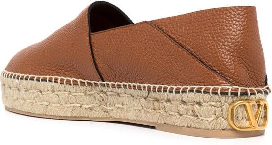 Valentino Garavani logo-plaque leather espadrilles Brown