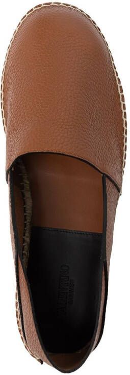 Valentino Garavani logo-plaque leather espadrilles Brown