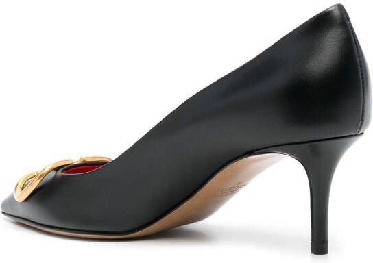 Valentino Garavani logo-plaque leather pumps Black