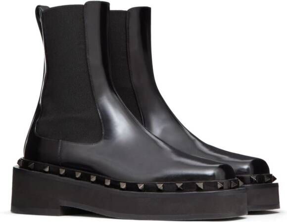 Valentino Garavani M-Way Rockstud Beatle 50mm leather boots Black