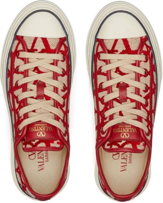 Valentino Garavani monogram-pattern lace-up sneakers Neutrals