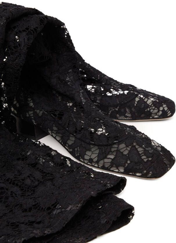 Valentino Garavani 30mm over-the-knee lace boots Black