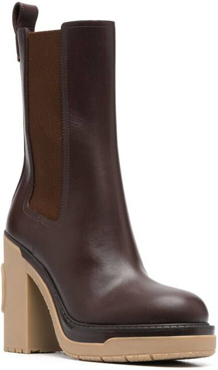 Valentino Garavani polished-finish ankle boots Brown