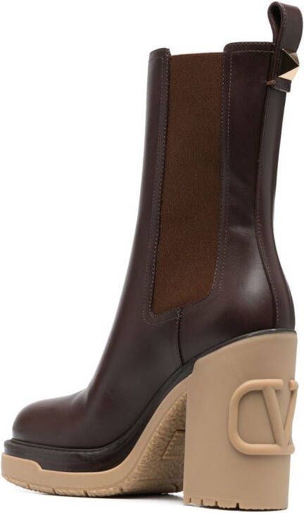 Valentino Garavani polished-finish ankle boots Brown