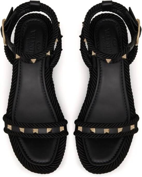 Valentino Garavani Rockstud 45mm wedge sandals Black