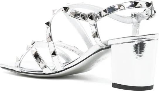 Valentino Garavani Rockstud 60mm leather sandals Silver