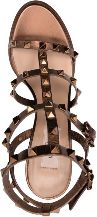 Valentino Garavani Rockstud 90mm metallic sandals Brown