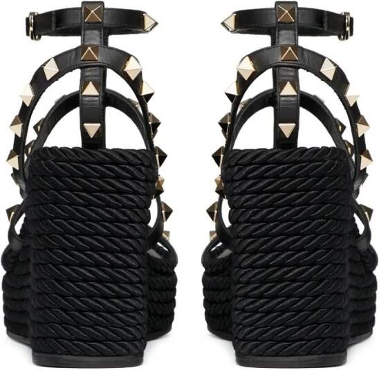 Valentino Garavani Rockstud 95mm caged wedge sandals Black
