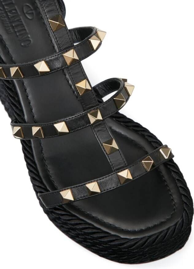 Valentino Garavani Rockstud 95mm caged wedge sandals Black