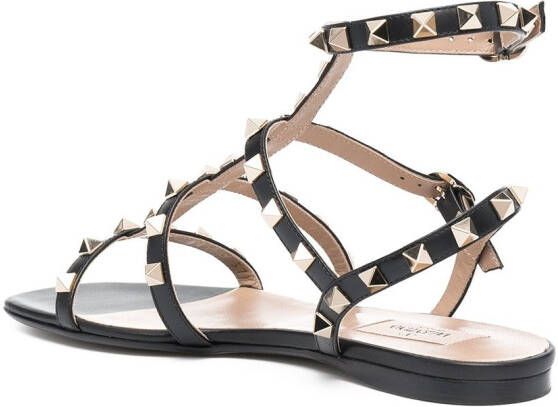 Valentino Garavani Rockstud ankle-strap flat sandals Black