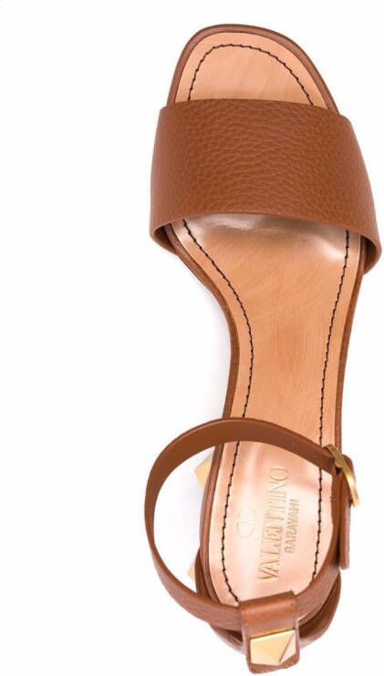 Valentino Garavani Rockstud block-heel sandals Brown