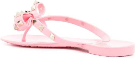Valentino Garavani Rockstud bow-embellished flip-flops Pink