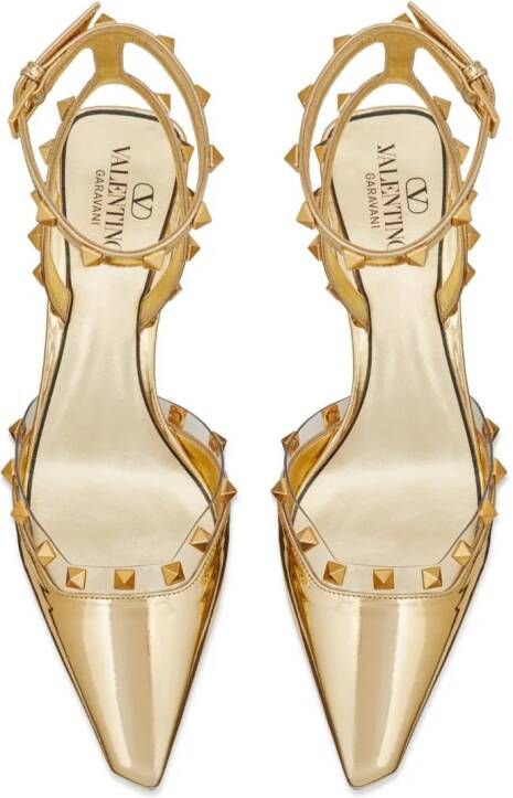 Valentino Garavani Rockstud Couture 50mm mirrored pumps Gold