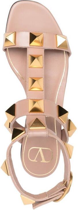 Valentino Garavani Roman Stud flat leather sandals Pink